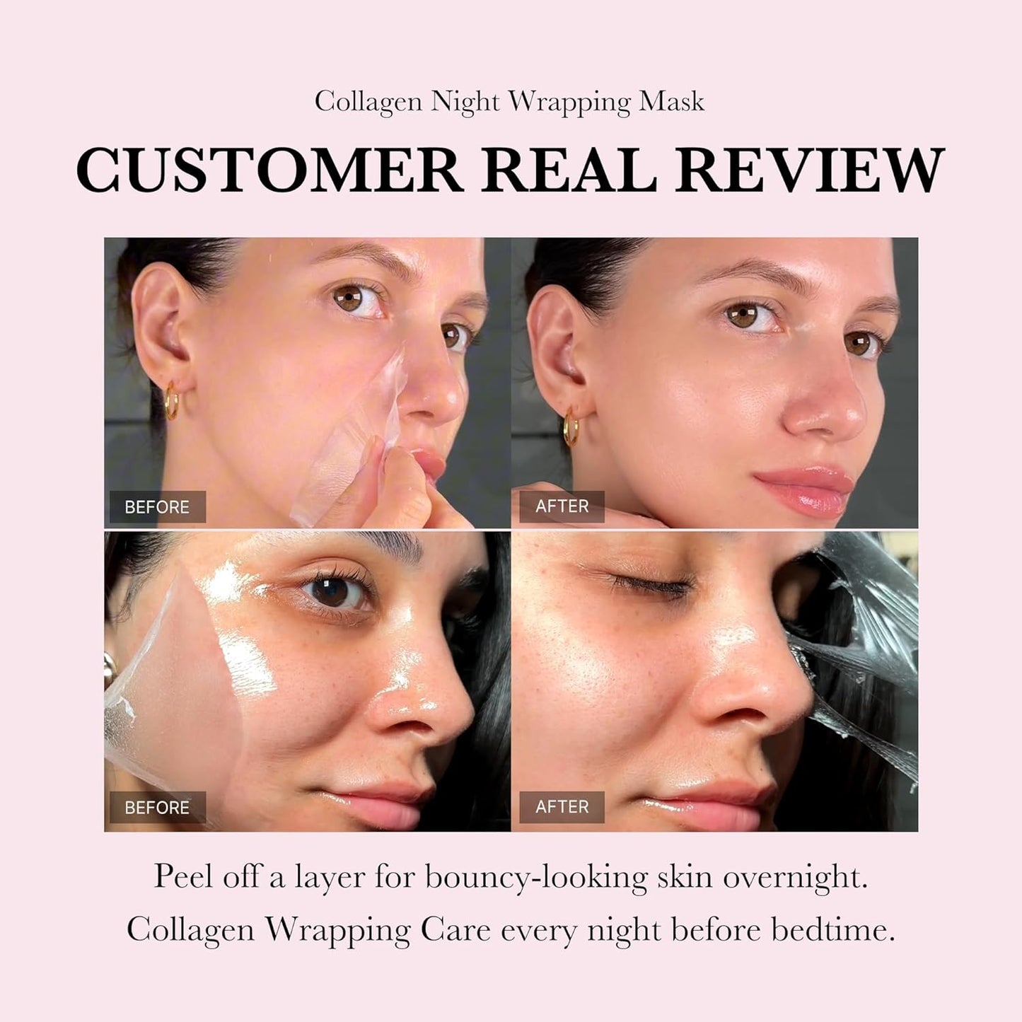 Collagen Overnight Wrapping Peel Off Facial Mask Pack - Elasticity & Hydration Care, Reduces Sagging