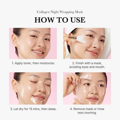 Collagen Overnight Wrapping Peel Off Facial Mask Pack - Elasticity & Hydration Care, Reduces Sagging