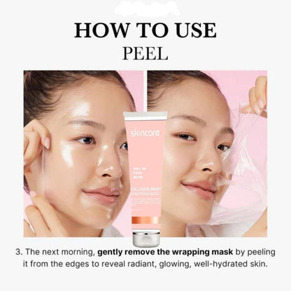 Collagen Overnight Wrapping Peel Off Facial Mask Pack - Elasticity & Hydration Care, Reduces Sagging