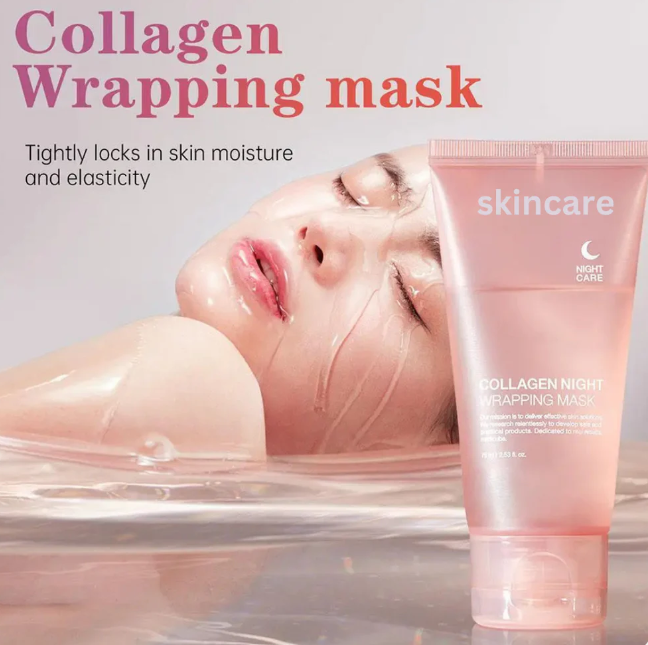 Collagen Overnight Wrapping Peel Off Facial Mask Pack - Elasticity & Hydration Care, Reduces Sagging